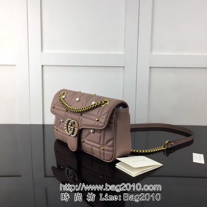 GUCCI古馳原單 新款專櫃品質原單貨實物實拍443497珍珠奶茶鏈條單肩斜挎包 HY1214
